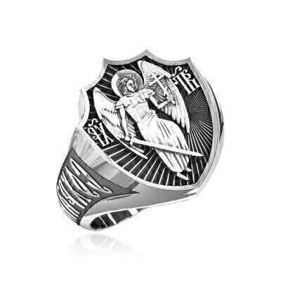 картинка Кольцо из серебра с молитвой "Ангел-Хранитель" (6478) 